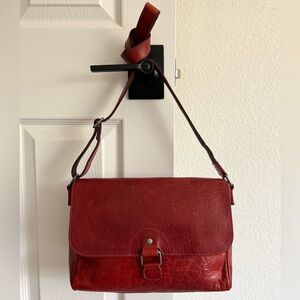 Jack Georges Red Leather Voyager Olivia Crossbody Bag